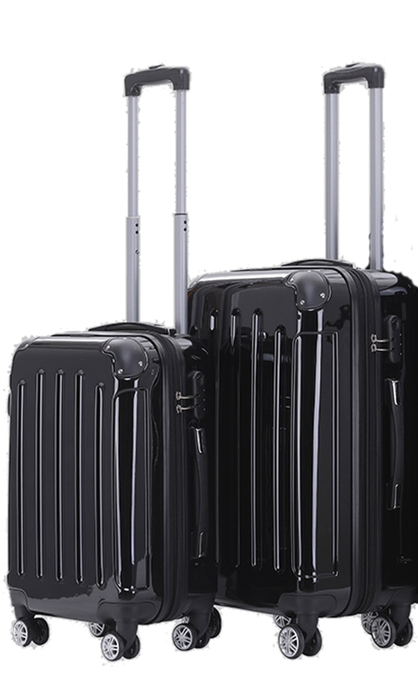 Trolleyset 2-teilig 65 + 55 cm, 4 Doppel-Rollen, Dehnfalte, schwarz